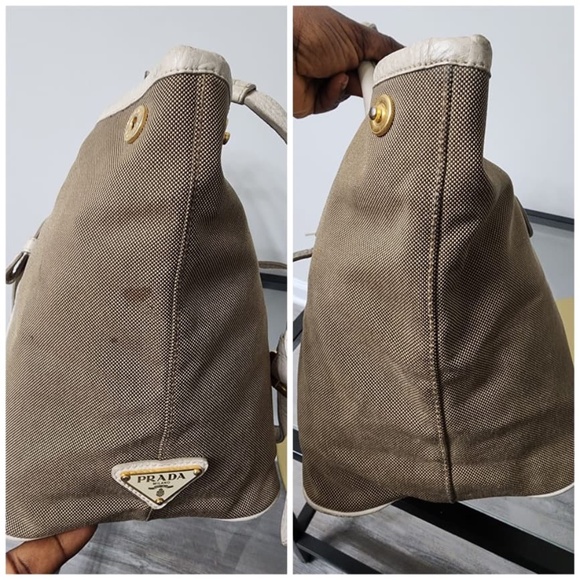Authentic Prada Canapa Logo Jacquard Tote Beige/Brown - Picture 13 of 16